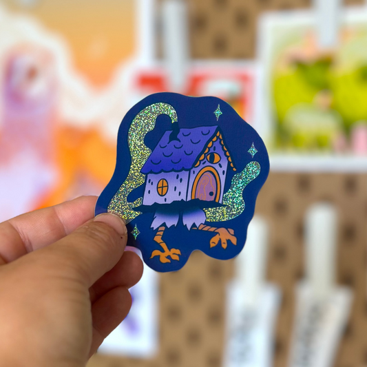 Baba Yaga Hut Holographic Sticker