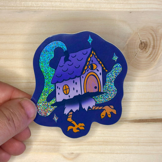 Baba Yaga Hut Holographic Sticker