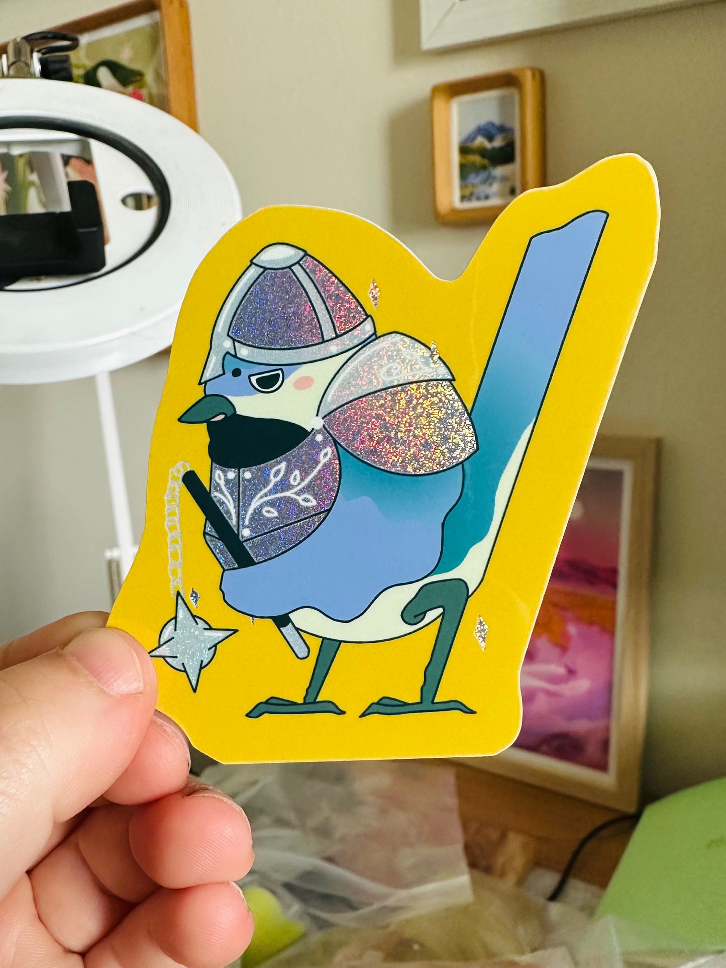 Chickadee Knight Holographic Sticker