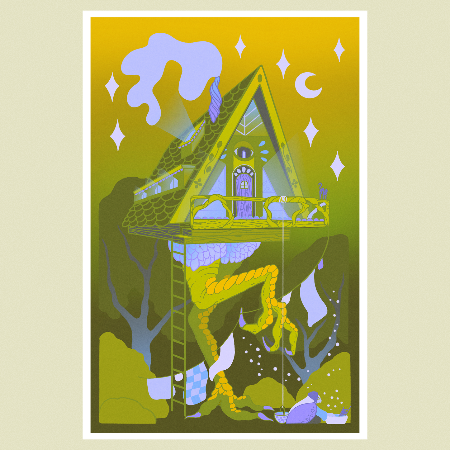 Baba Yaga Doing Laundry Print
