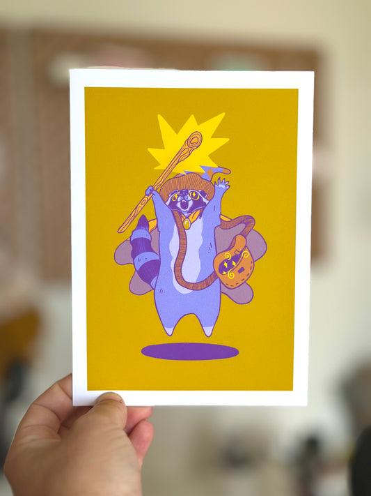 Raccoon Wizard Print
