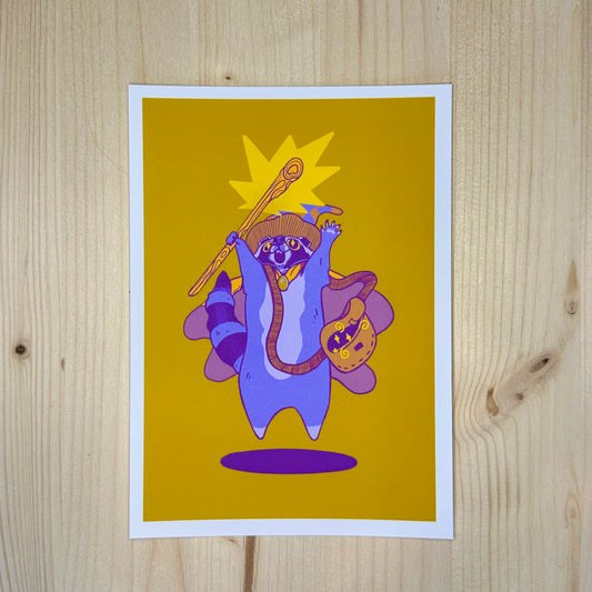 Raccoon Wizard Print