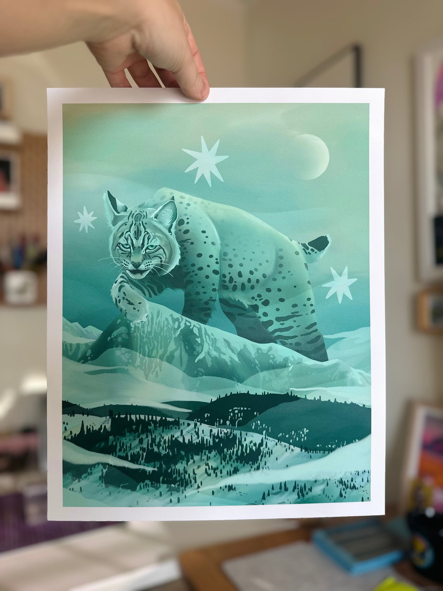 Starlit Bobcat Print