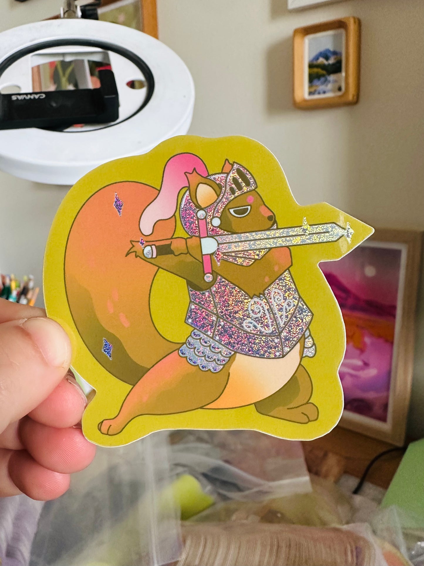 Squirrel Knight Holographic Sticker