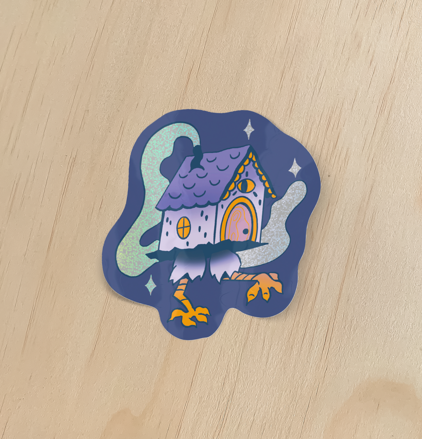 Baba Yaga Hut Holographic Sticker