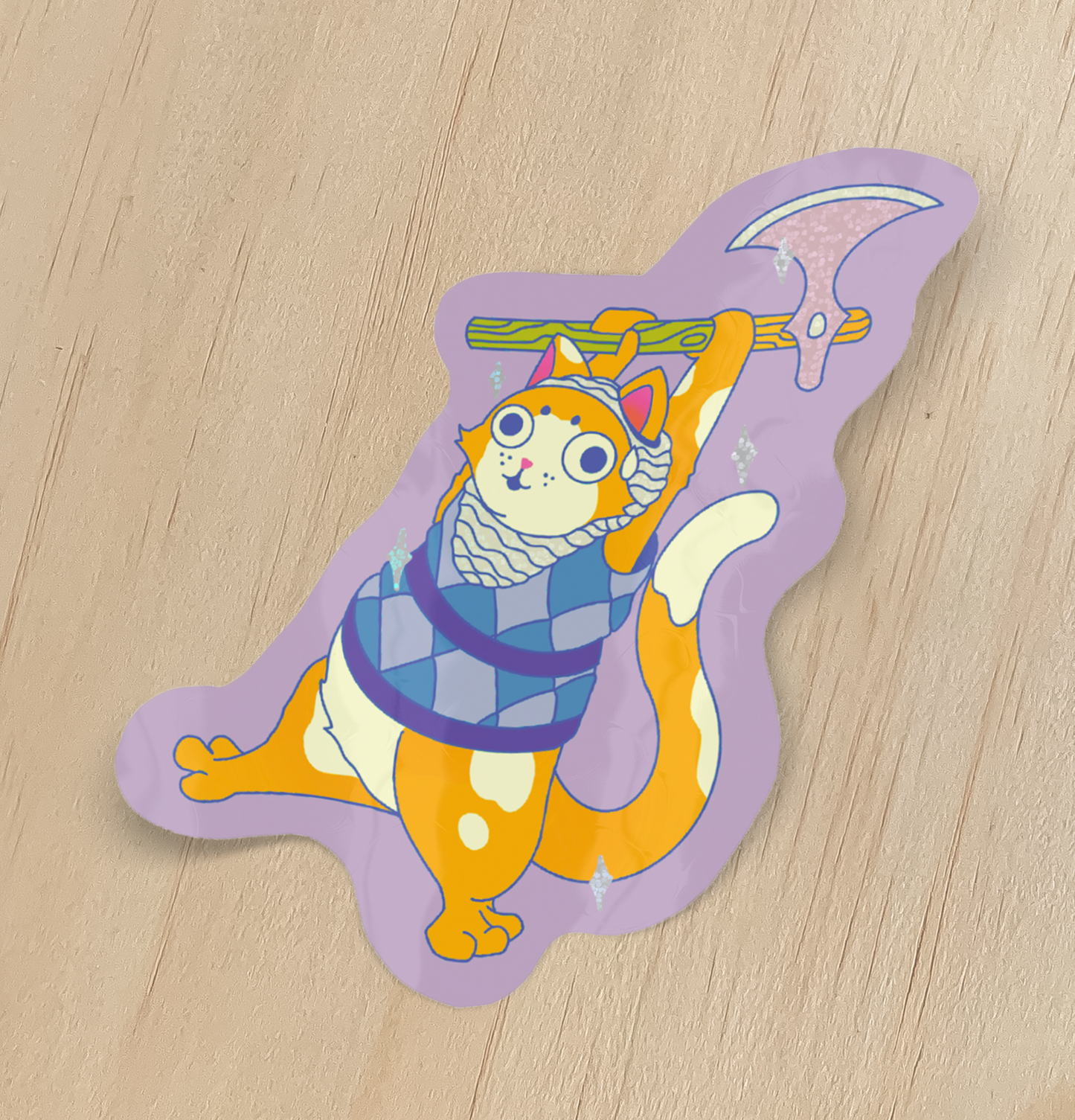 Cat Knight Holographic Sticker