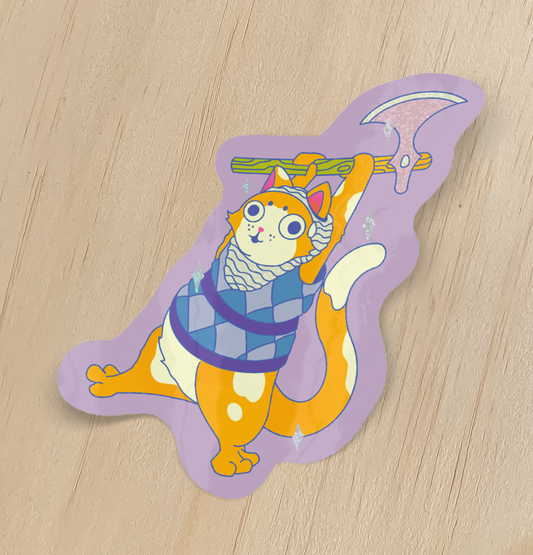 Cat Knight Holographic Sticker