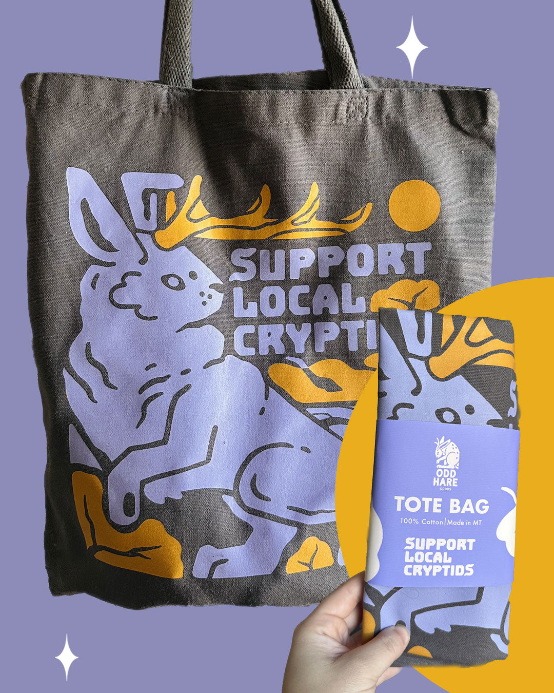 Tote Bag: Support Local Cryptids (Dark)