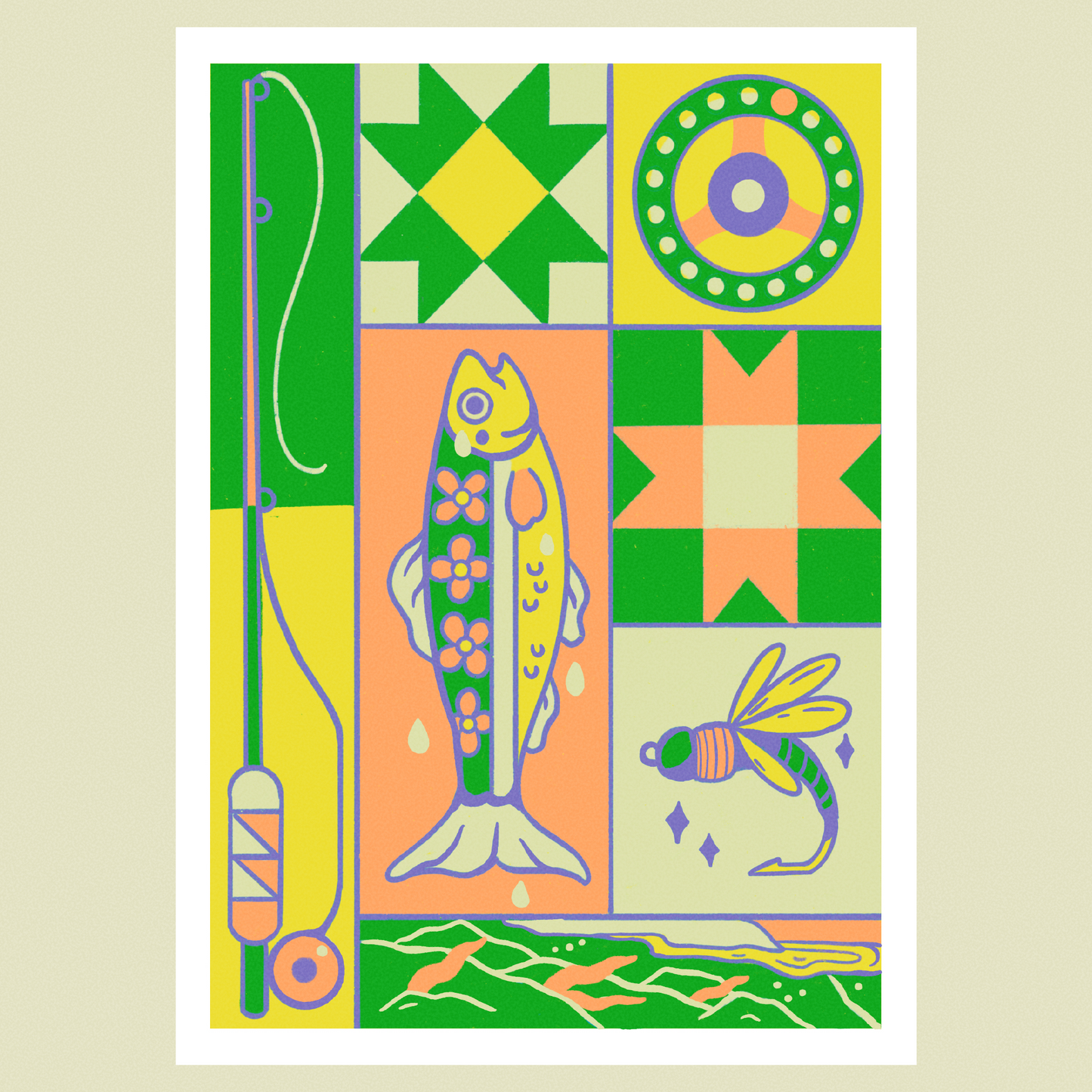 Fly Fishing Quilt Print