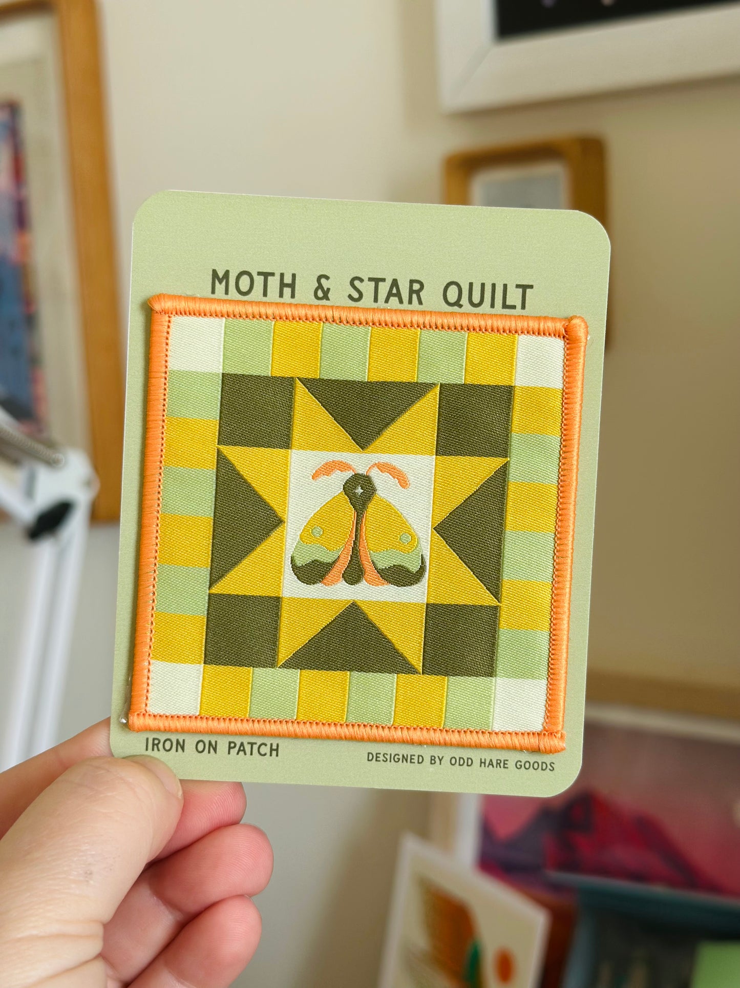 Moth & Star Quilt Iron On Patch