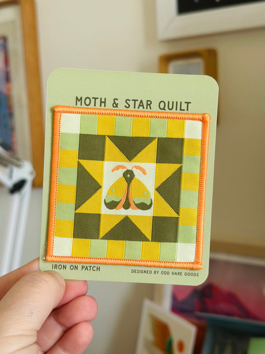 Moth & Star Quilt Iron On Patch